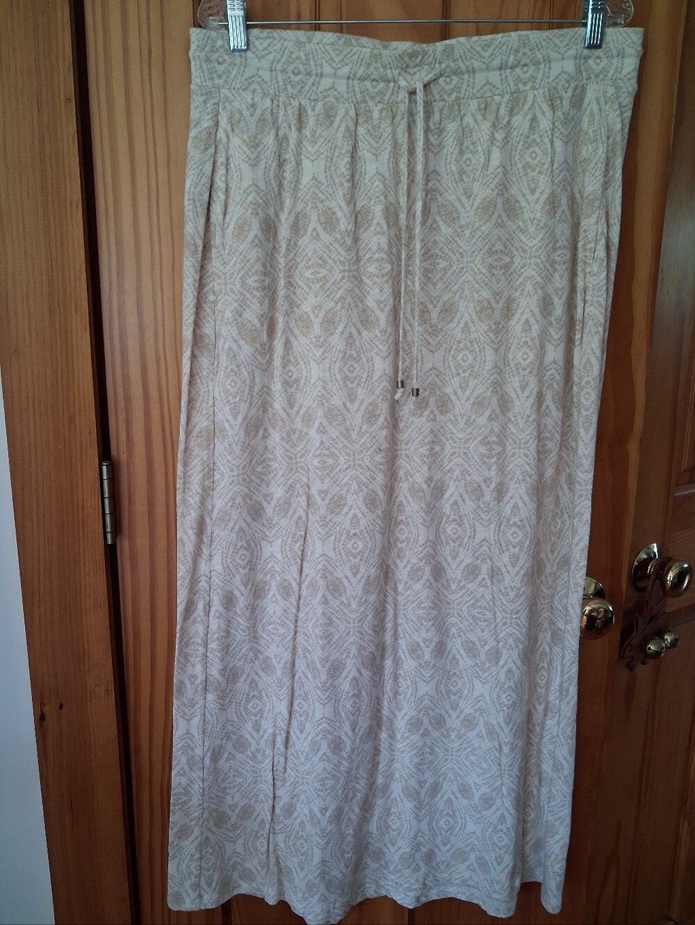 Eddie Bauer 100% Cotton Knit Elastic Waist Maxi Skirt Cream/beige L NWOT